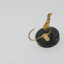 CHANEL Pierce Plastic Black Gold CC Auth 198813A-15