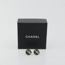 CHANEL Pierce Plastic Black Gold CC Auth 198813A-16