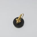 CHANEL Pierce Plastic Black Gold CC Auth 198813A-3