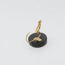 CHANEL Pierce Plastic Black Gold CC Auth 198813A-6