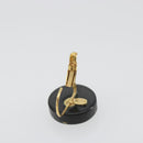 CHANEL Pierce Plastic Black Gold CC Auth 198813A-7