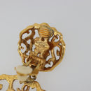 CHANEL Pierce Metal Gold Tone CC Auth 198818V-10