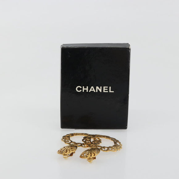 CHANEL Pierce Metal Gold Tone CC Auth 198818V
