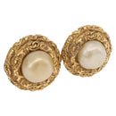 CHANEL Earring Metal Gold Tone CC Auth 198820-1