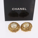 CHANEL Earring Metal Gold Tone CC Auth 198820-14