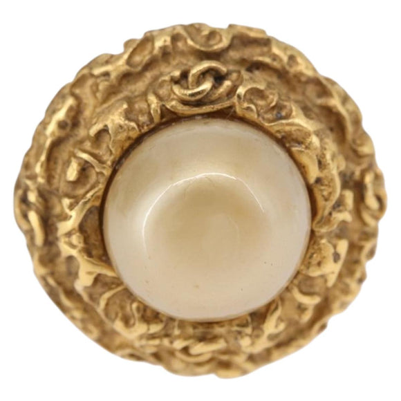 CHANEL Earring Metal Gold Tone CC Auth 198820
