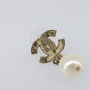 CHANEL Pierce metal Gold Tone CC Auth 198821-3