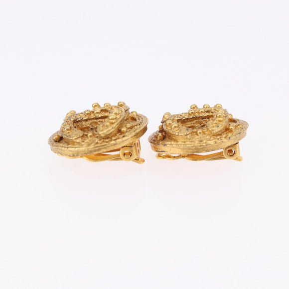 CHANEL Earring Metal Gold Tone CC Auth 198822V
