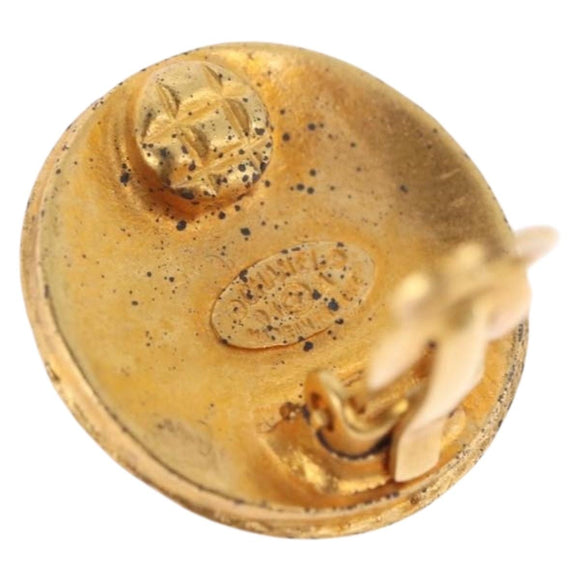 CHANEL Earring Metal Gold Tone CC Auth 198822V