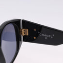 CHANEL COCO Mark Matelasse Sunglasses Plastic Black Gold CC Auth 198824-10