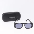 CHANEL COCO Mark Matelasse Sunglasses Plastic Black Gold CC Auth 198824-12
