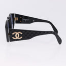 CHANEL COCO Mark Matelasse Sunglasses Plastic Black Gold CC Auth 198824-8