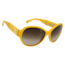 CHANEL COCO Mark Sunglasses Plastic Yellow Silver CC Auth 198826A-1