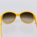 CHANEL COCO Mark Sunglasses Plastic Yellow Silver CC Auth 198826A-10