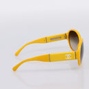 CHANEL COCO Mark Sunglasses Plastic Yellow Silver CC Auth 198826A-4