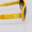 CHANEL COCO Mark Sunglasses Plastic Yellow Silver CC Auth 198826A-5