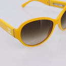 CHANEL COCO Mark Sunglasses Plastic Yellow Silver CC Auth 198826A-8