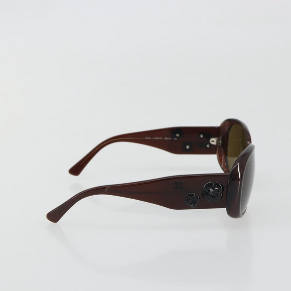 CHANEL Camelia Sunglasses Plastic Brown CC Auth 198827
