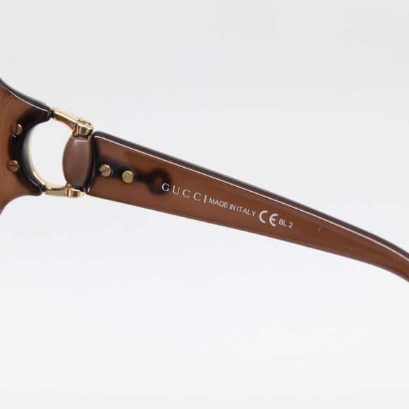 GUCCI Horsebit Sunglasses Plastic Brown Gold Auth 198829A