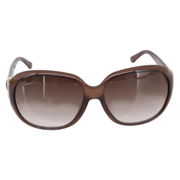 GUCCI Horsebit Sunglasses Plastic Brown Gold Auth 198829A