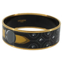 HERMES Email MM Bracelet Metal Black Gold Auth 198832M-1