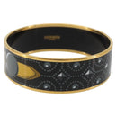 HERMES Email MM Bracelet Metal Black Gold Auth 198832M-2