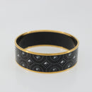 HERMES Email MM Bracelet Metal Black Gold Auth 198832M-4