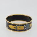 HERMES Email MM Bracelet Metal Black Gold Auth 198832M-5