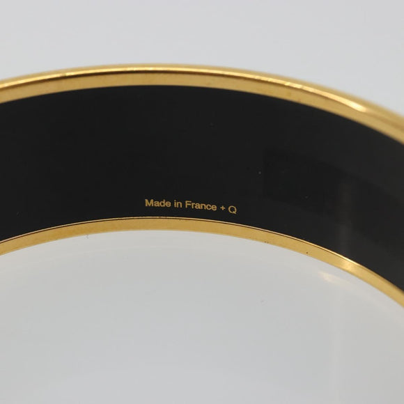 HERMES Email MM Bracelet Metal Black Gold Auth 198832M