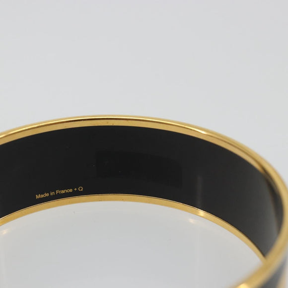 HERMES Email MM Bracelet Metal Black Gold Auth 198832M