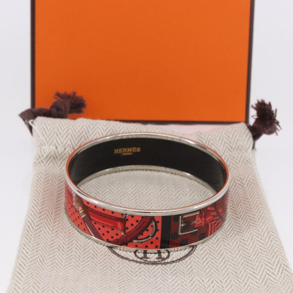 HERMES Emilel GM Bracelet metal Red Auth 198833M