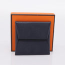 HERMES Bastia Coin Purse Leather Navy Auth 198834V-18