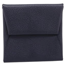 HERMES Bastia Coin Purse Leather Navy Auth 198834V-2