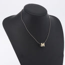 HERMES Cube Ash Necklace metal Silver Auth 198835-18