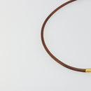 HERMES Jumbo Choker Bracelet Leather Metal Brown Gold Tone Auth 198837A-11