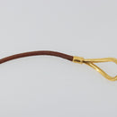 HERMES Jumbo Choker Bracelet Leather Metal Brown Gold Tone Auth 198837A-15