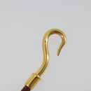 HERMES Jumbo Choker Bracelet Leather Metal Brown Gold Tone Auth 198837A-16
