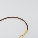 HERMES Jumbo Choker Bracelet Leather Metal Brown Gold Tone Auth 198837A-9