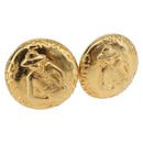CHANEL Mademoiselle Earring Metal Gold Tone CC Auth 198838-1