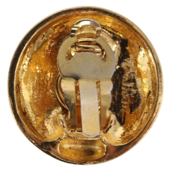 CHANEL Mademoiselle Earring Metal Gold Tone CC Auth 198838