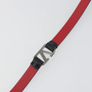VALENTINO Bracelet Leather Black Silver Auth 198840A-15