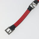 VALENTINO Bracelet Leather Black Silver Auth 198840A-16