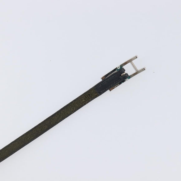 HERMES Api Choker Bracelet Leather Black Silver Auth 198841A
