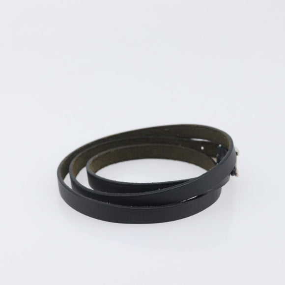 HERMES Api Choker Bracelet Leather Black Silver Auth 198841A