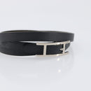 HERMES Api Choker Bracelet Leather Black Silver Auth 198841A-6