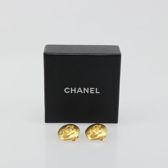 CHANEL Earring Metal Gold Tone CC Auth 198842V