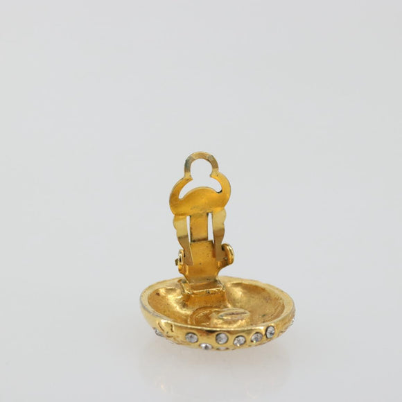 CHANEL Earring Metal Gold Tone CC Auth 198843