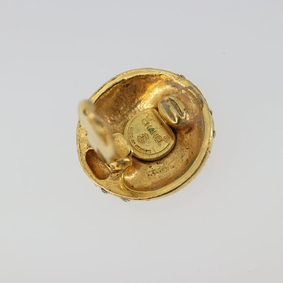 CHANEL Earring Metal Gold Tone CC Auth 198843