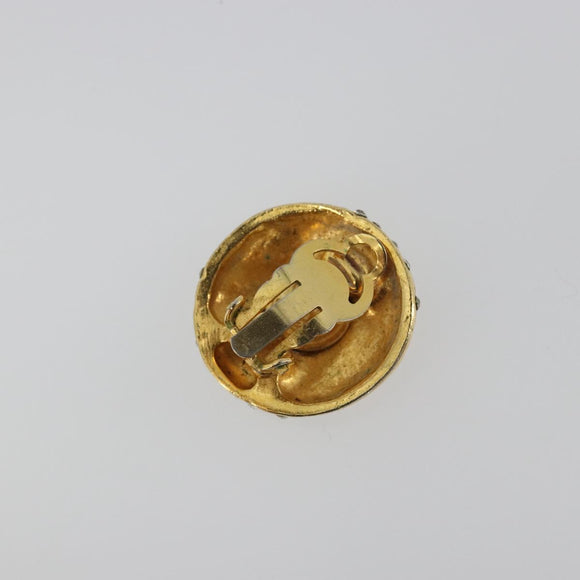 CHANEL Earring Metal Gold Tone CC Auth 198843