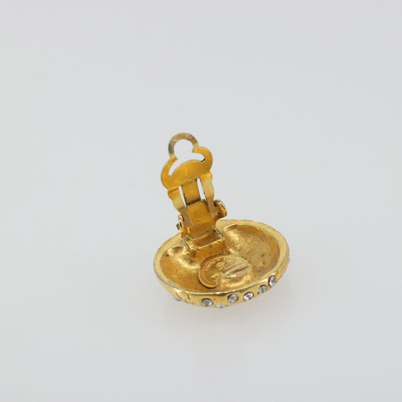 CHANEL Earring Metal Gold Tone CC Auth 198843